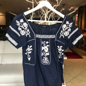 Jcrew embroidered linen top